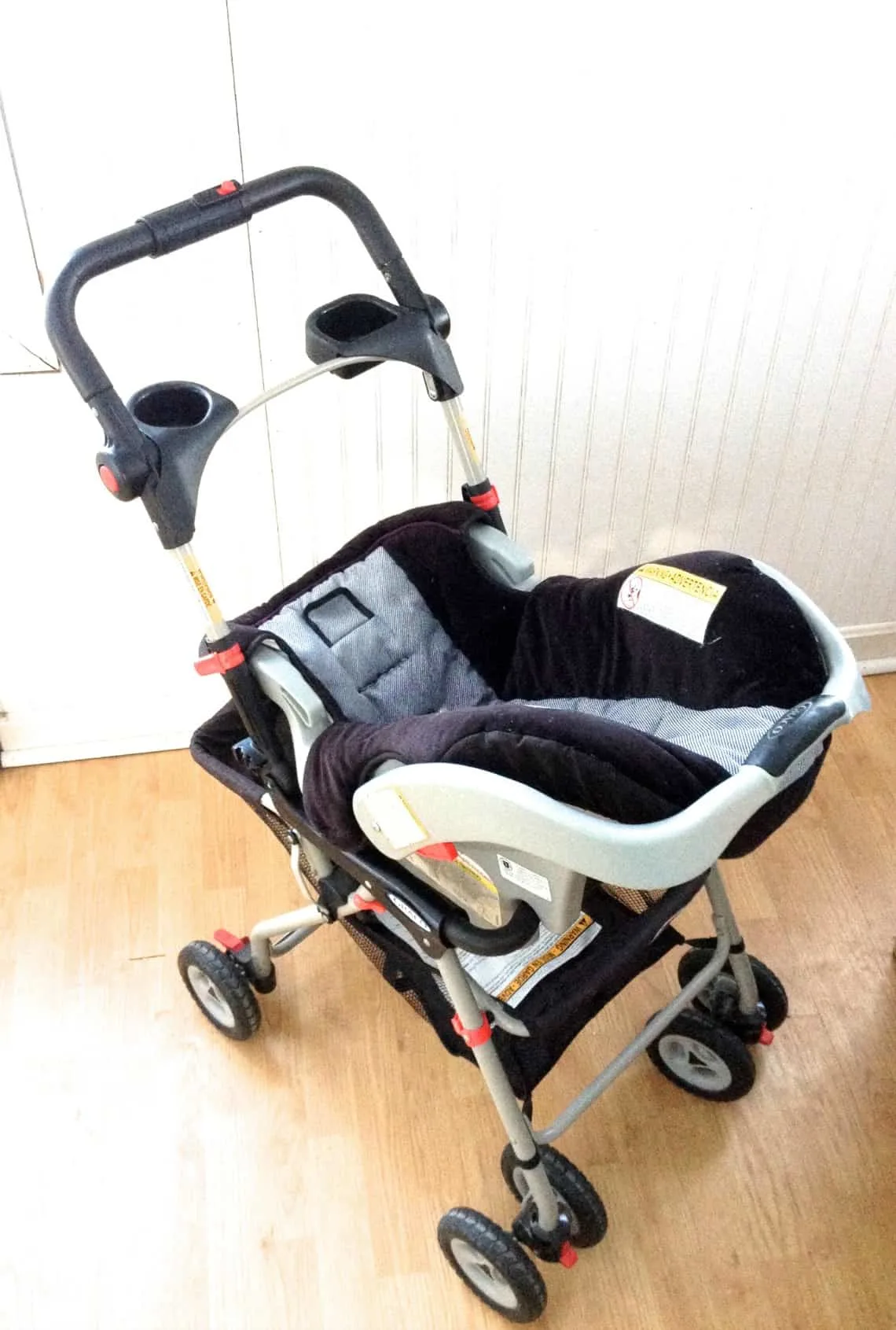 Stroller with car seat.