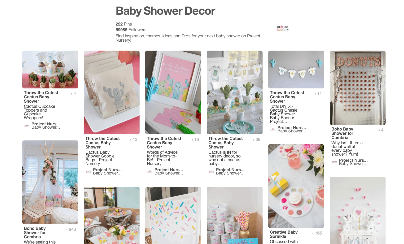 Collage of baby shower decor ideas.