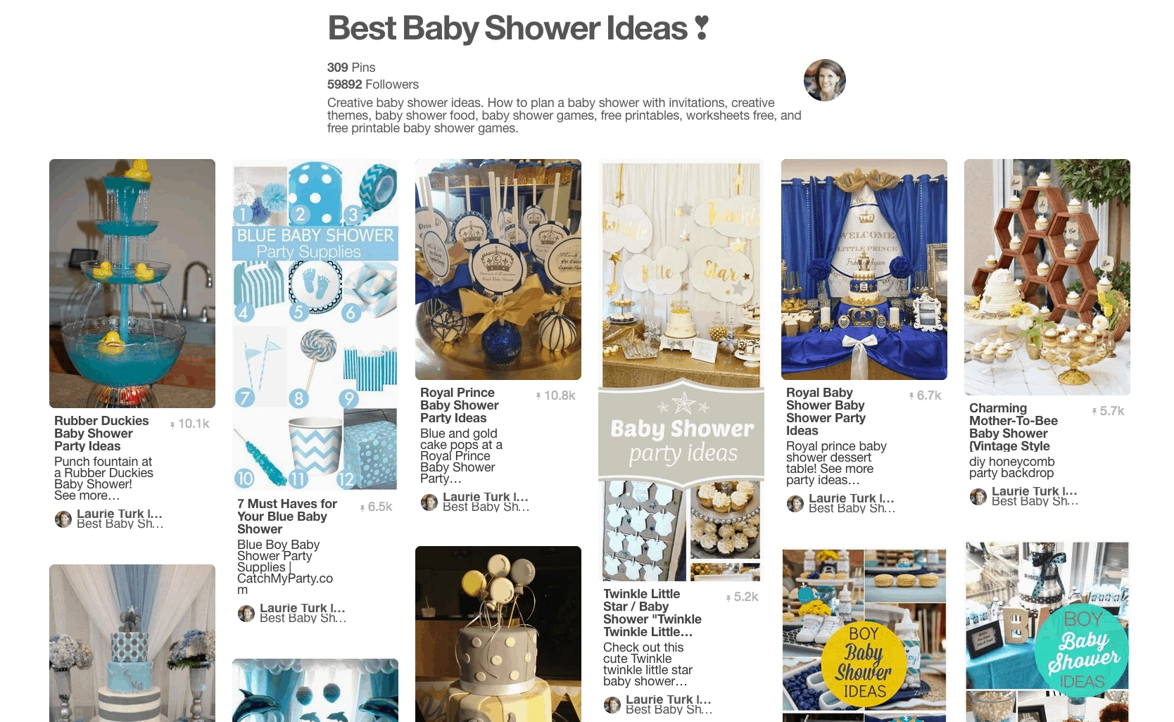 Collage of blue baby shower party themes.