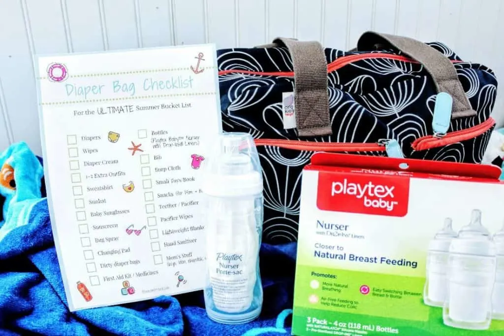 Playtex baby products with diaper bag checklist.