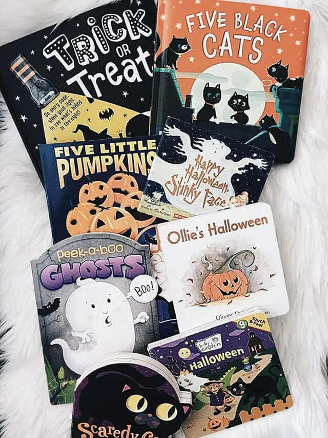 Several children\'s Halloween books.