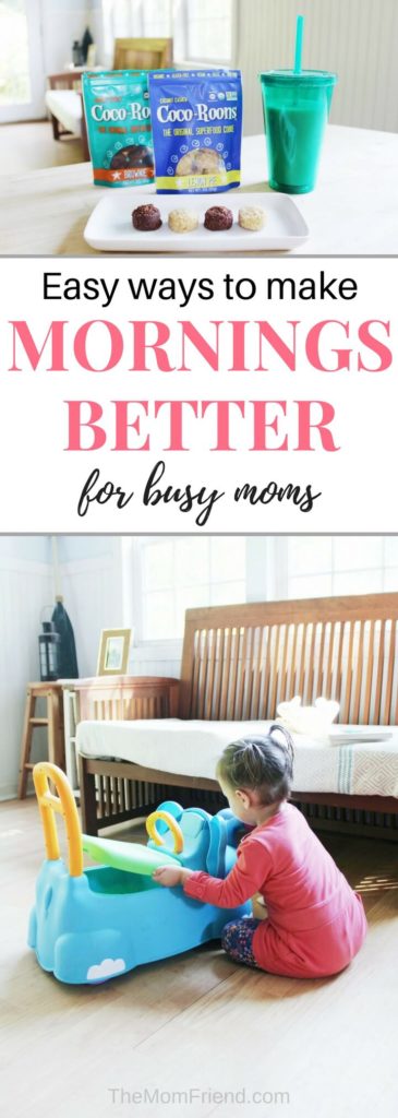 Pinterest graphic with text for How to Make Mornings Less Hectic for Buys Moms.