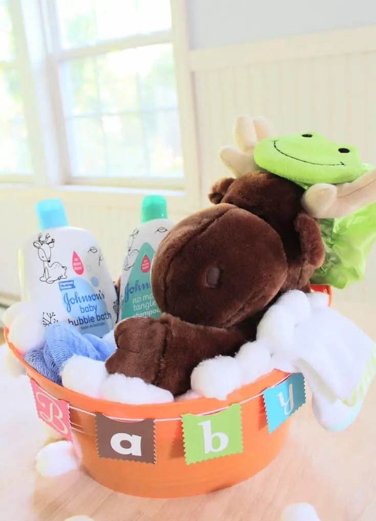 Themed gift basket items for babies.