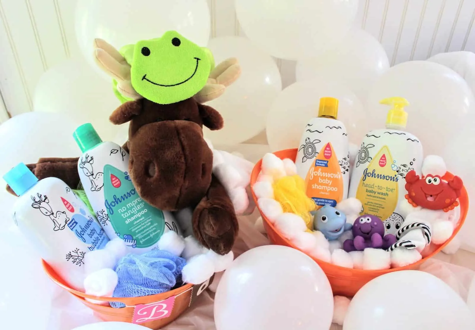 New baby gift basket items.