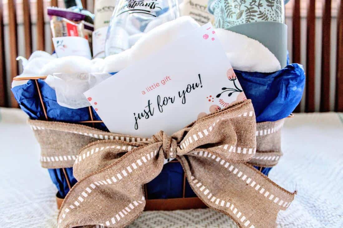 \"Just for Your!\" gift card in basket.