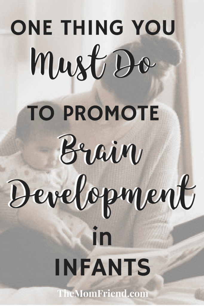 Pinnable image of How Reading Impacts Brain Development in Infants and image of mother reading to child.