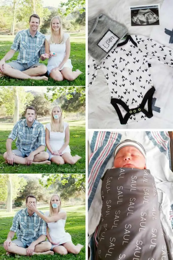 Collage of ideas to share baby\'s gender.