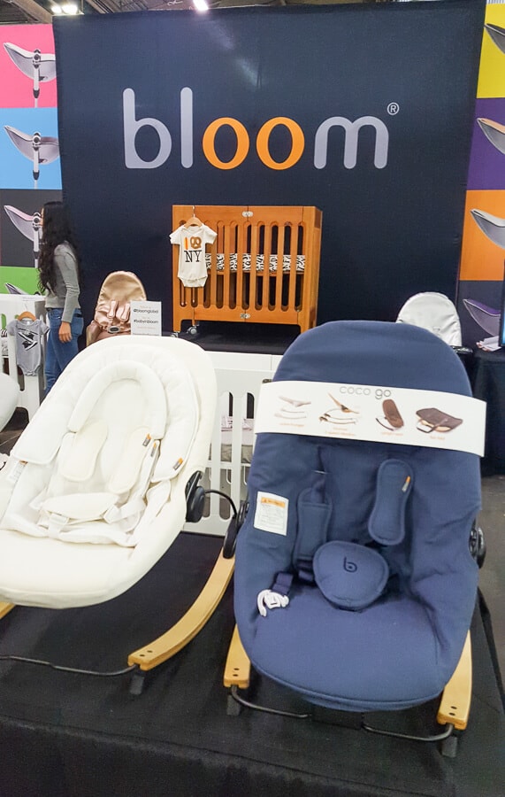 Baby furniture and equipment at product showcase in New York.