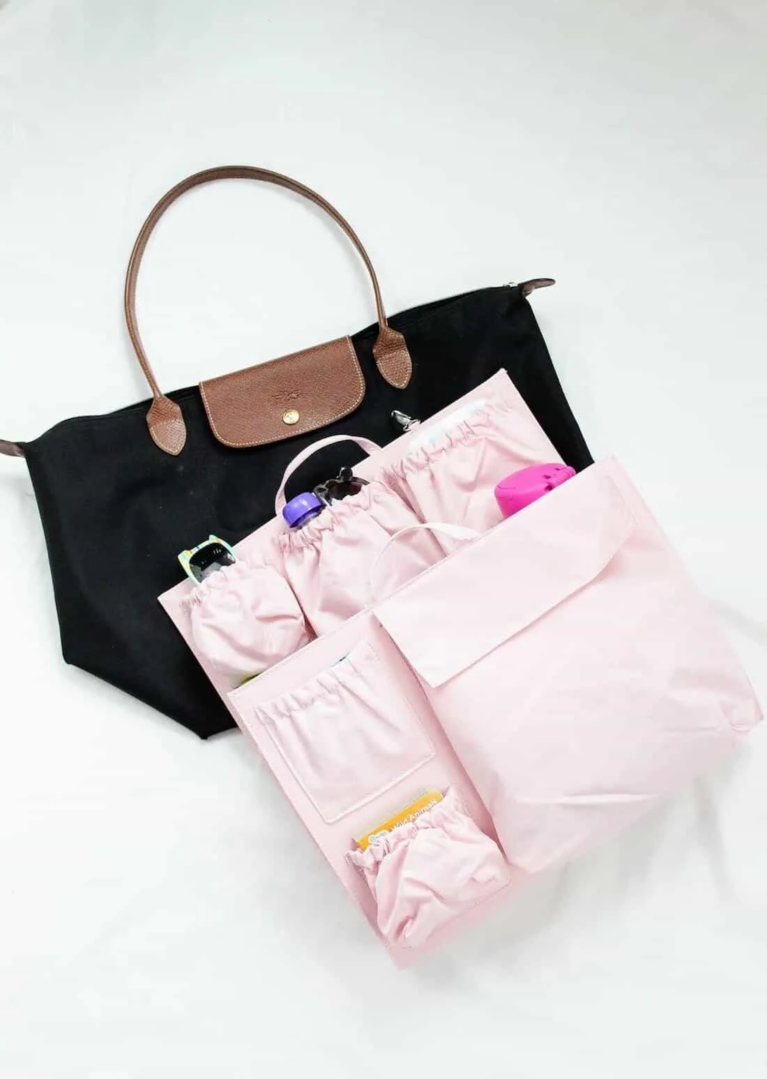 Pink insert for diaper bag for toddlers.
