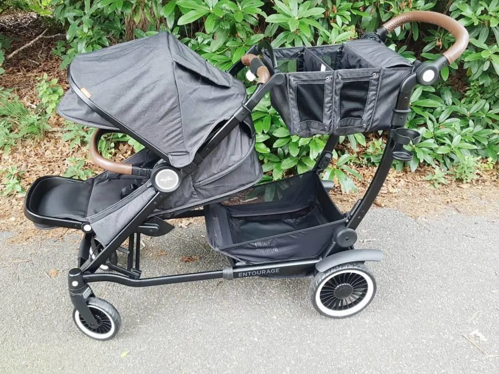 Stroller sits on walking patch.