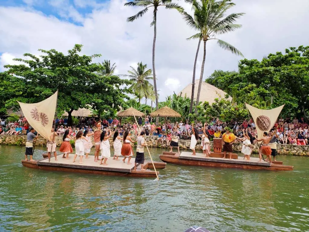 Hawaiian boats on water in Oahu.