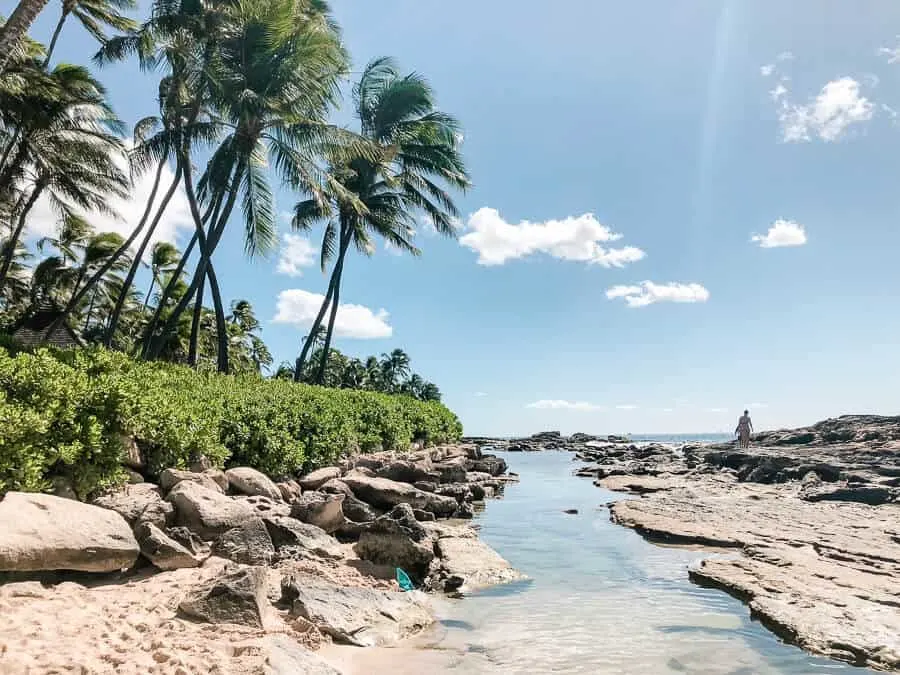 Water channel at hidden Oahu beach.