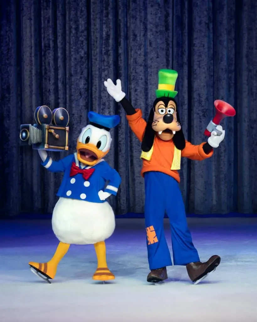 Disney characters perform on ice.