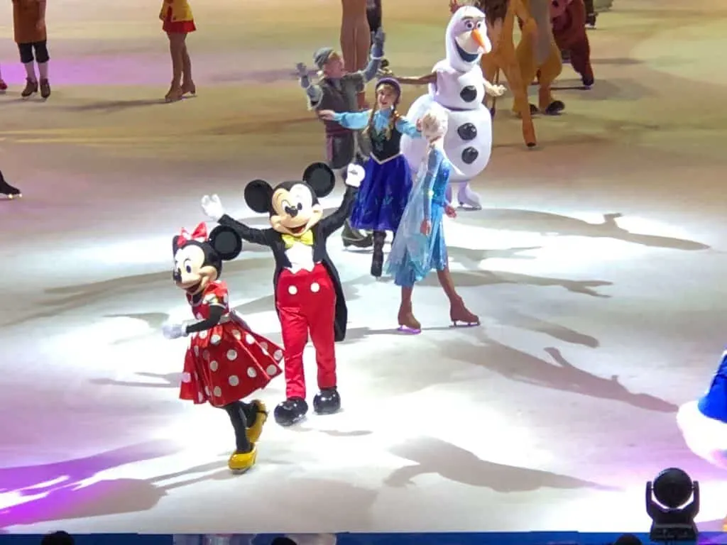Disney characters perform on ice.