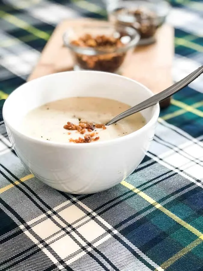 Bowl of soup for cozy party.