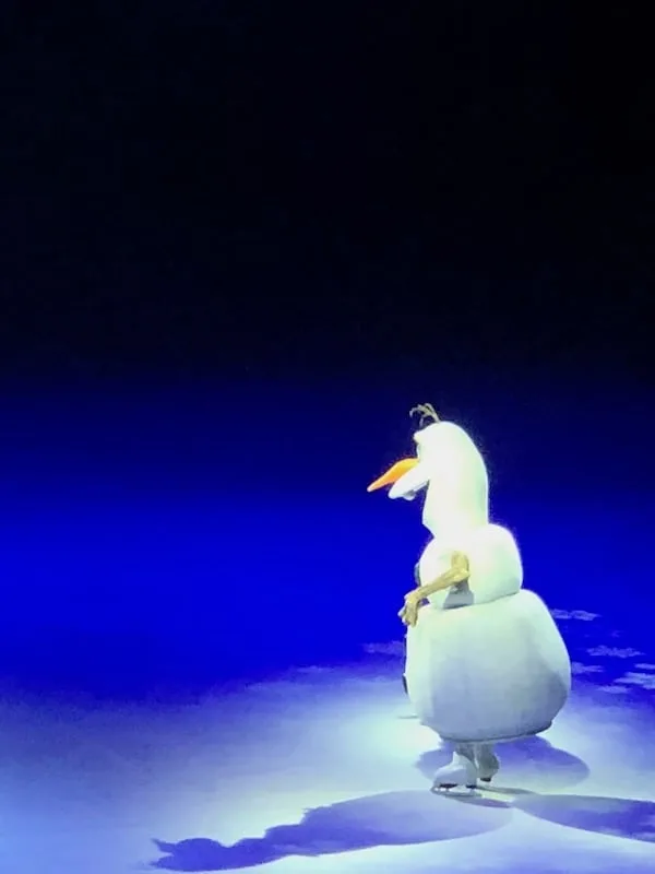 Frozen Disney character on ice skates.