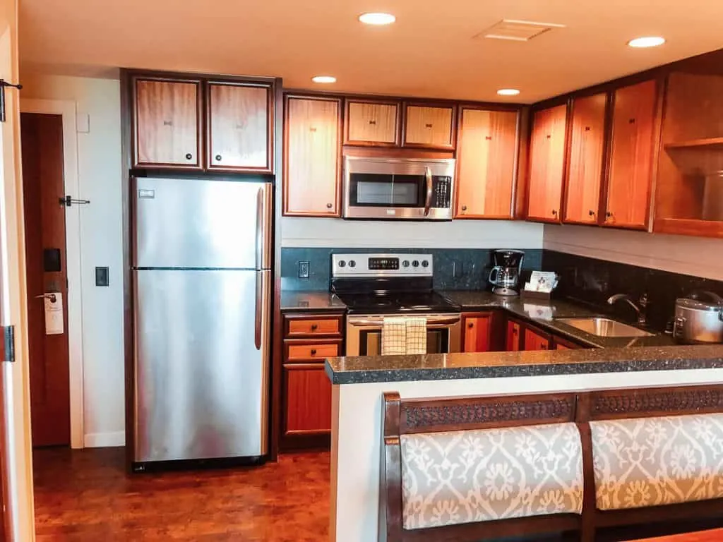 Kitchen in Disney Hawaii resort hotel.