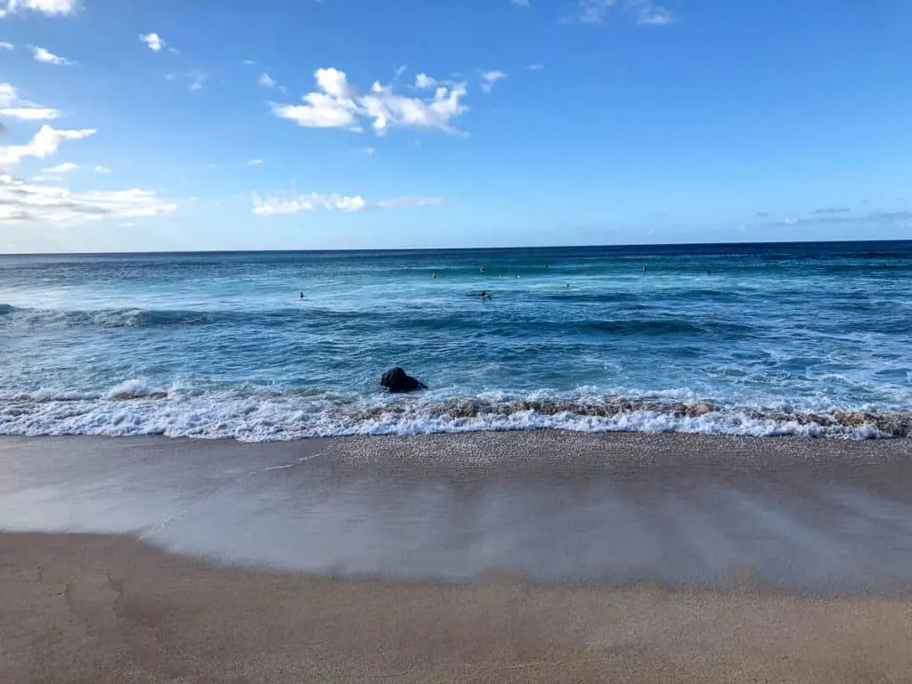 Beach and ocean in Oahu.