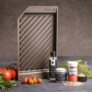 Indoor grill pan and grilling spices man crate