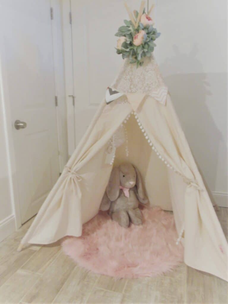 modern girls teepee with embellishments