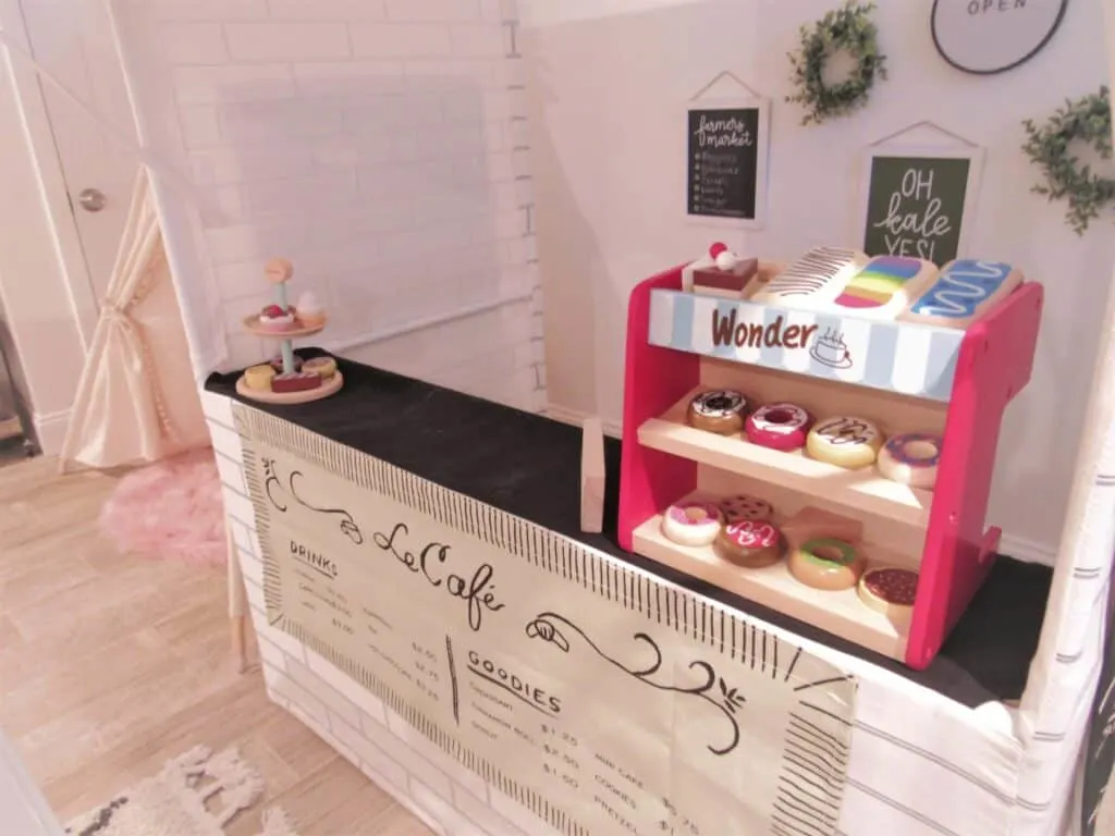 children's playroom cafe stand with donuts