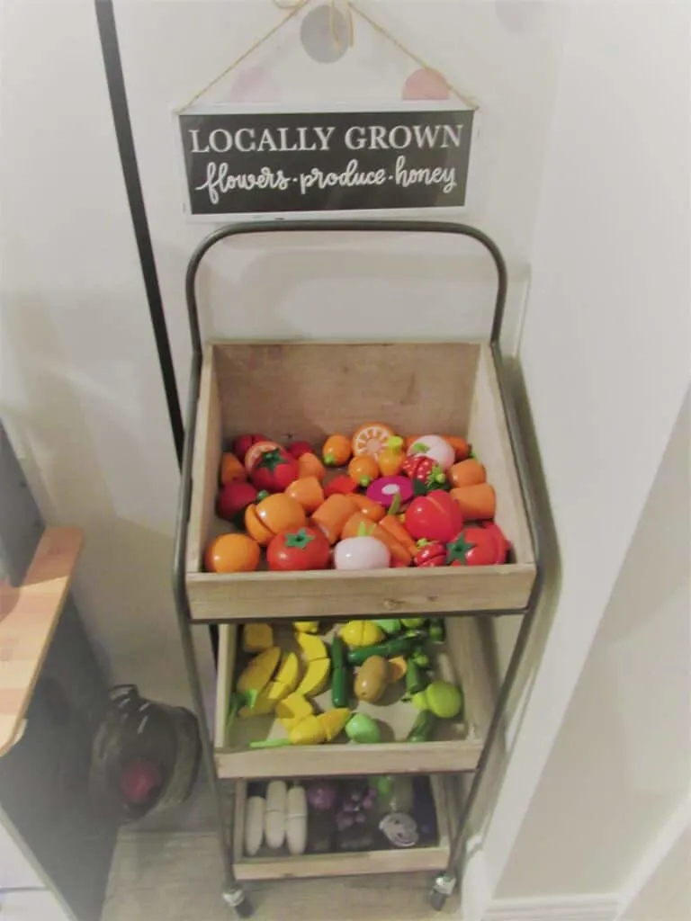 cute produce cart for kids play kitchen