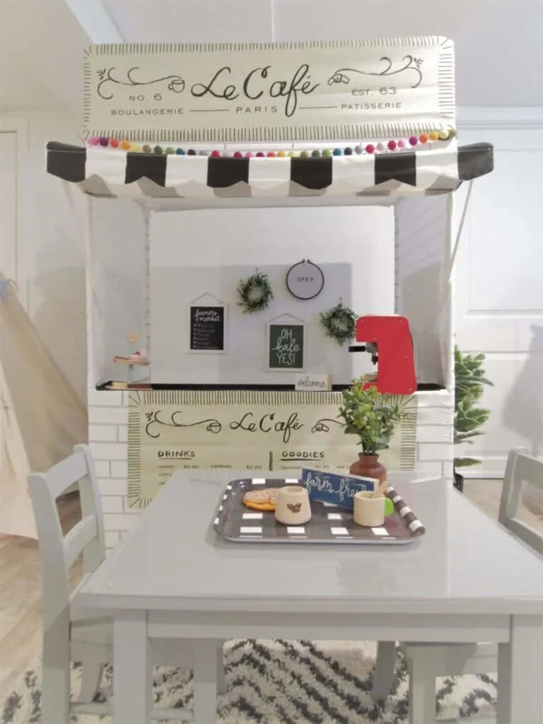 adorable french cafe stand for kids playroom