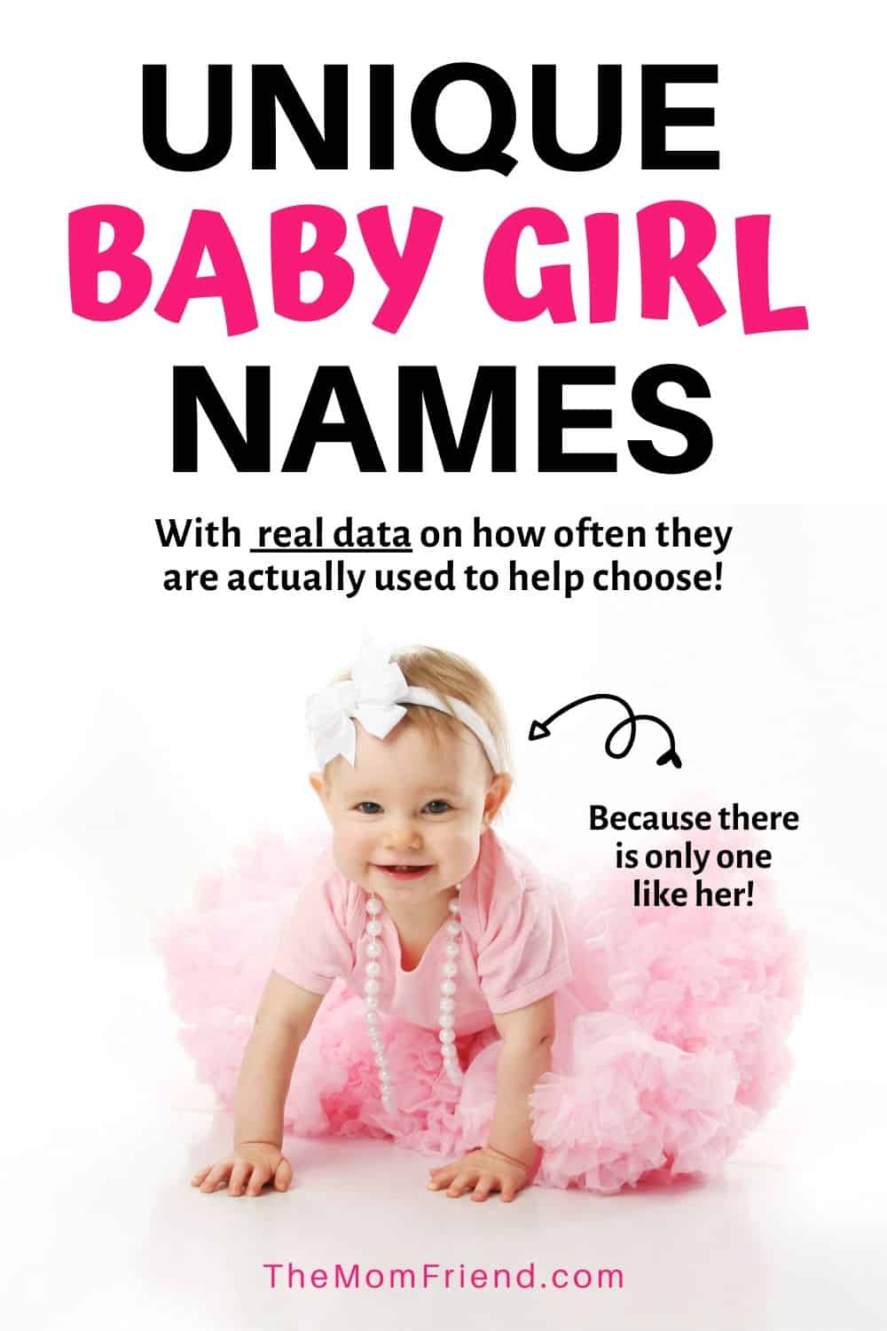 baby girl in pink tutu with words Unique baby girl names