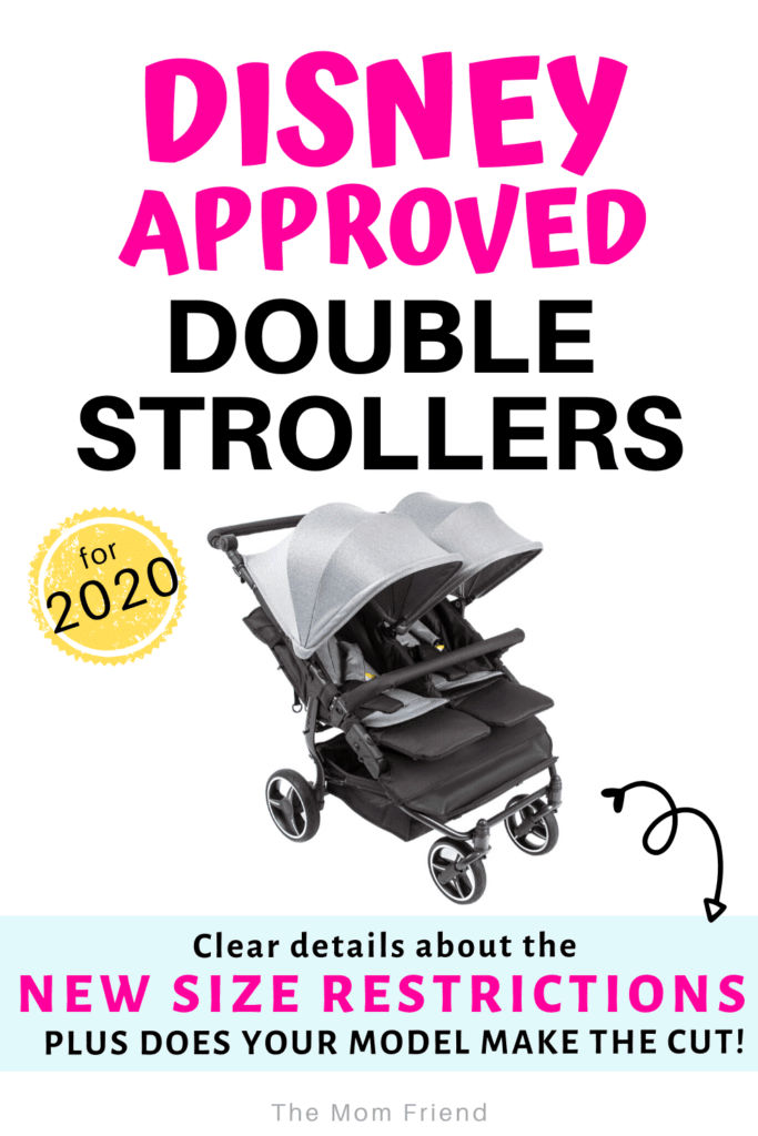 image of double stroller with text disney approved double strollers for 2020 size requirements