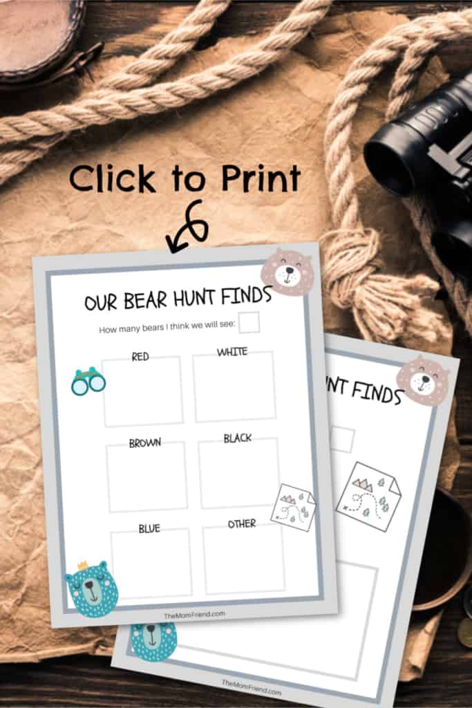 Printable for neighborhood activity to hunt for \"bears\".