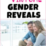 ways to do virtual gender reveals in text with pregnant couple using laptop