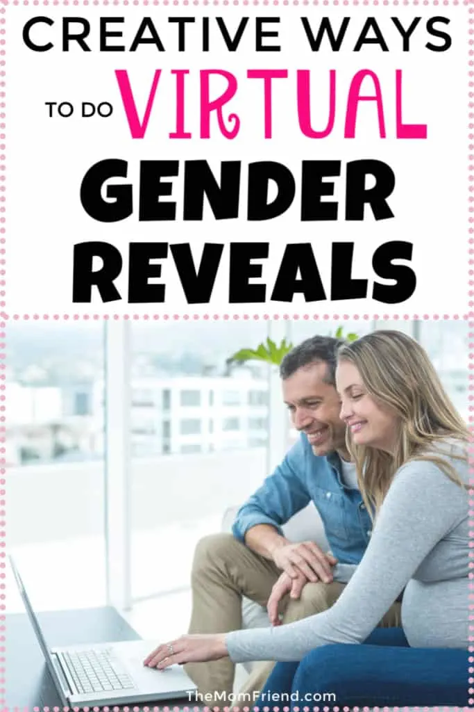 ways to do virtual gender reveals in text with pregnant couple using laptop