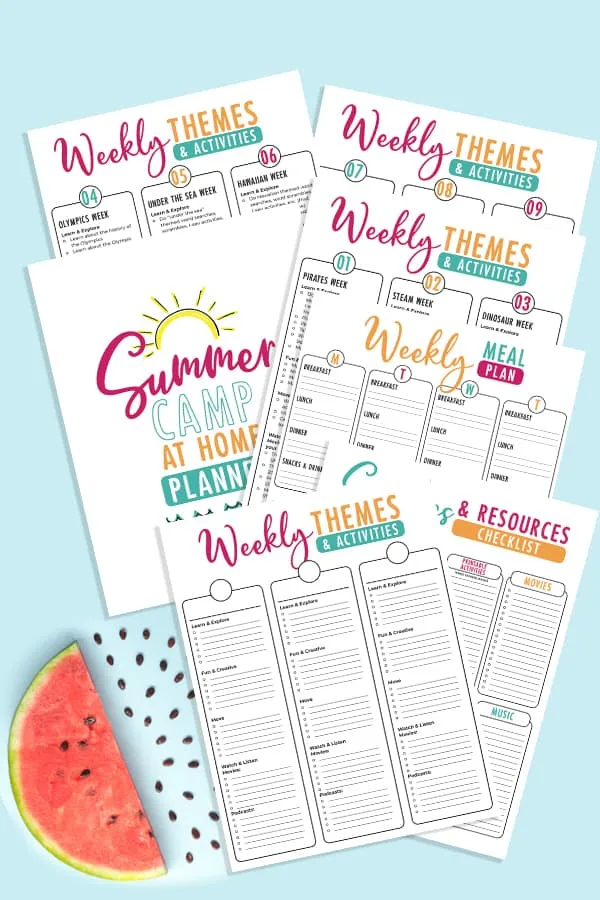 summer camp at home printable activties and themes