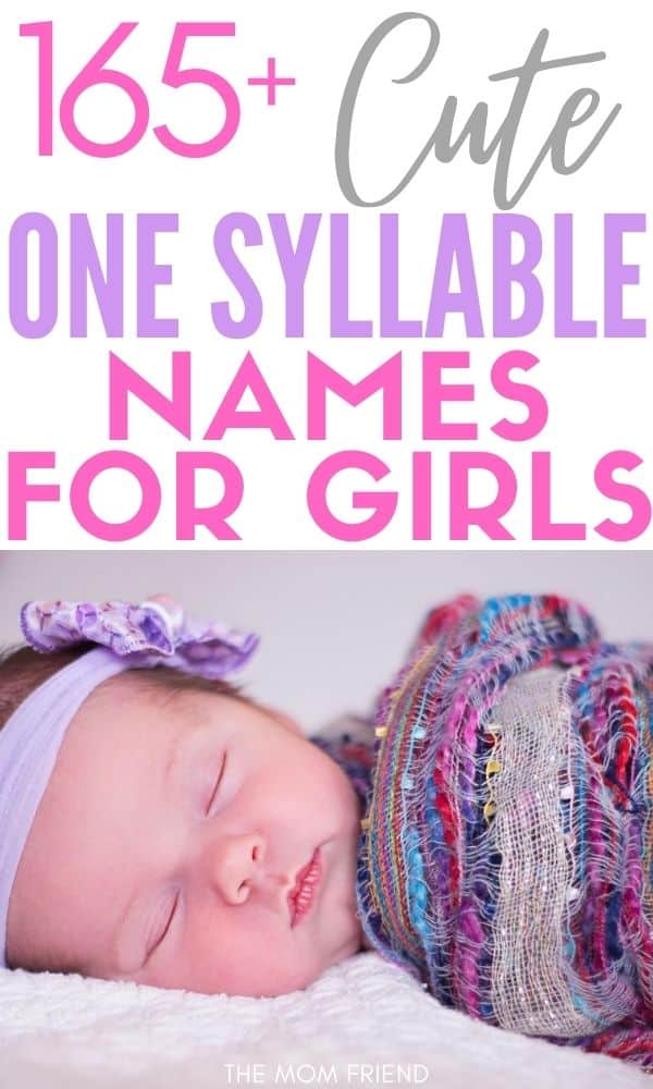 Pinnable image of one syllable girl names.