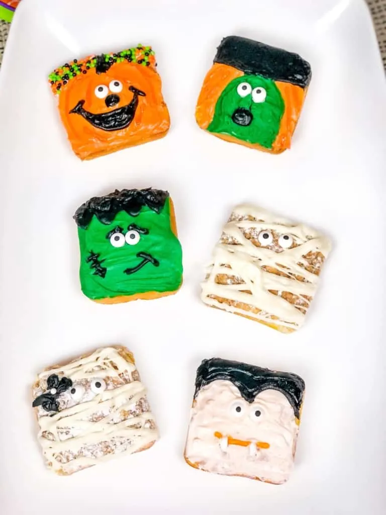 Halloween themed snacks on plate.