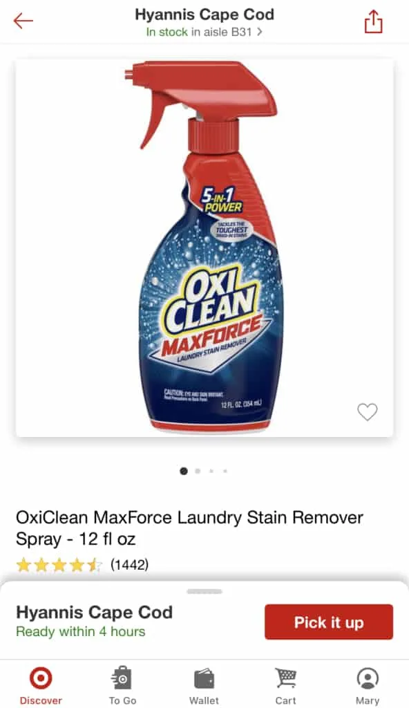 Bottle of Oxi Clean.