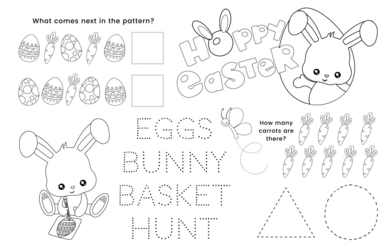 Free Printable Happy Easter Coloring Pages/Placemats for Kids | The Mom ...