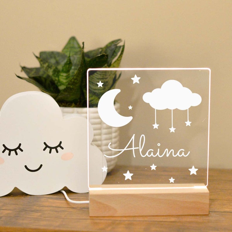 Personalized night light for baby girl.