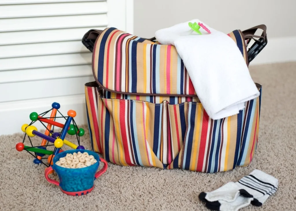 Mom bag and items to get ready in the morning.