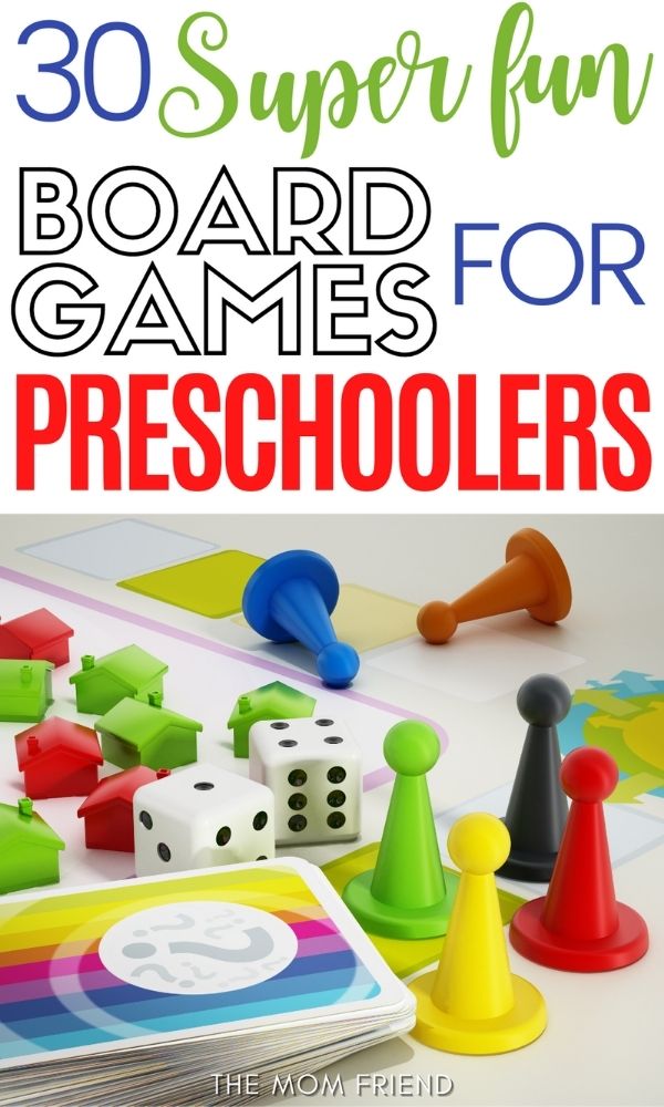 Pinnable image of board games for toddlers.