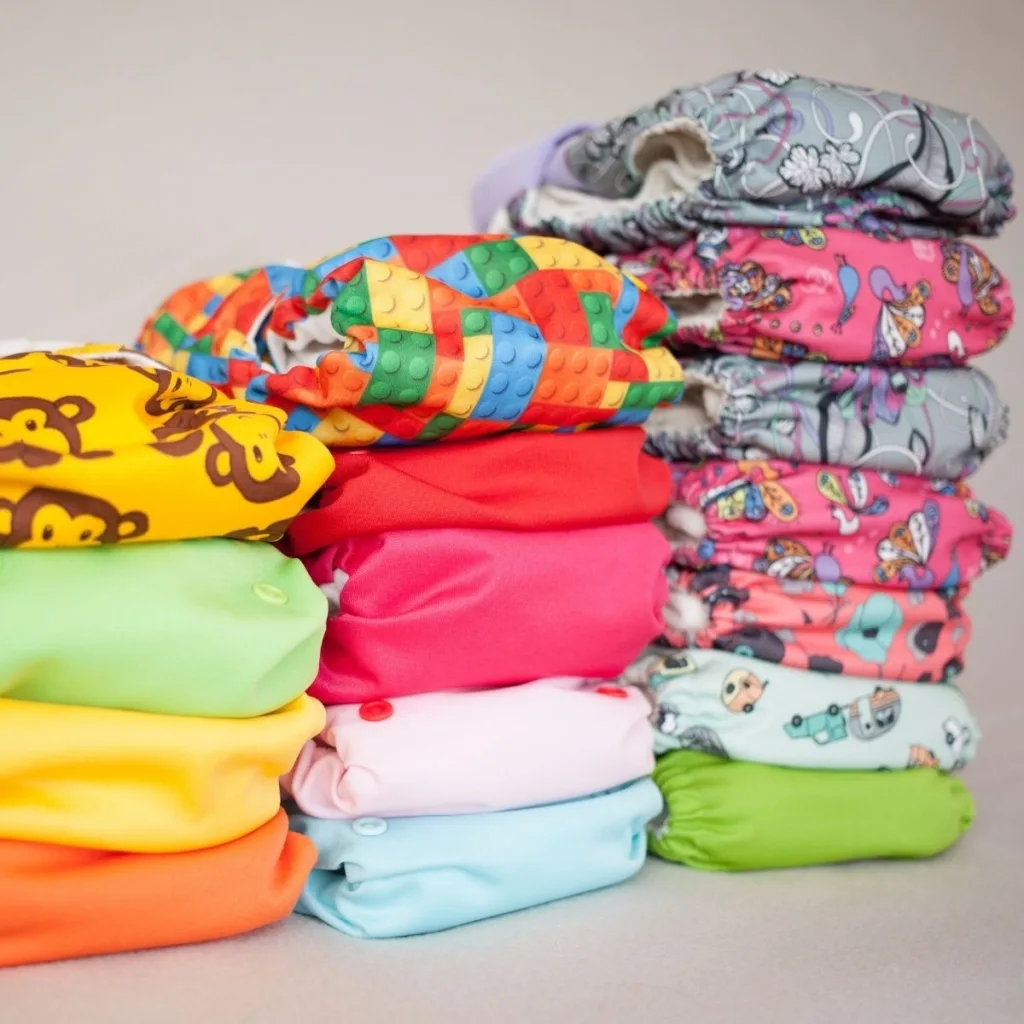 Stack of cloth diapers.