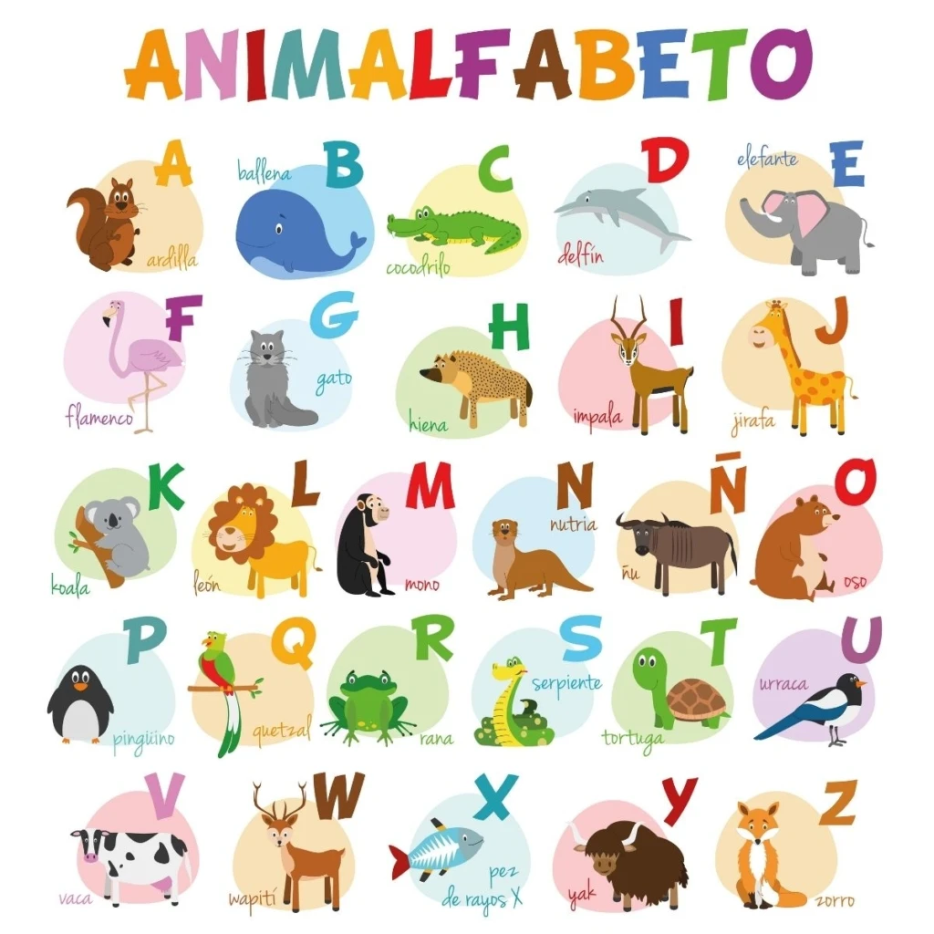 Spanish zoo animal pictures for preschoolers.