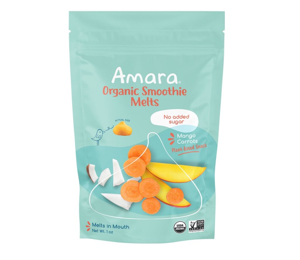 Package of Amara smoothie melts - a great snack for toddlers!