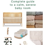 Pinterest image with text: Japandi Style Nursery: create a calm and serene baby room