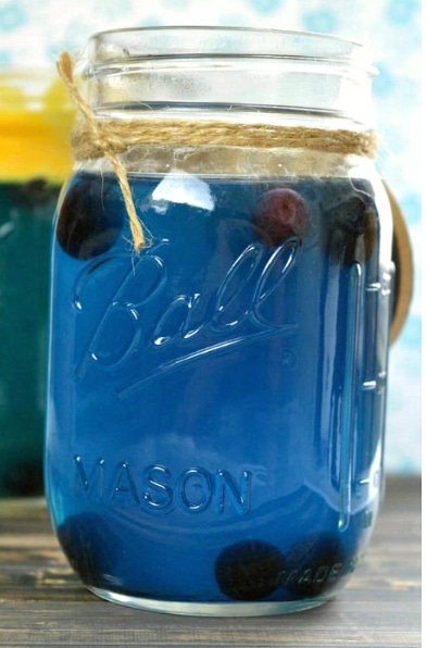 Blue Hawaiian punch in a mason jar