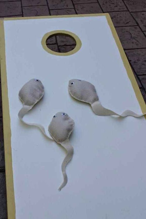 Sperm corn hole game for boy baby shower