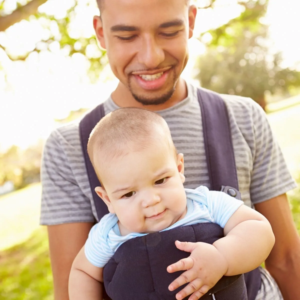 Dad wearing a baby