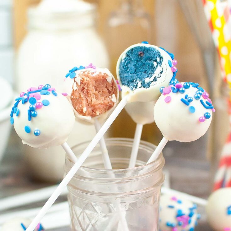 Pink and blue cake pops