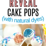 Image with text: Gender reveal cake pops with natural dyes