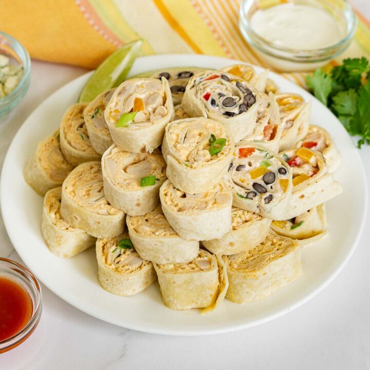 Plate of tortilla pinwheel snacks